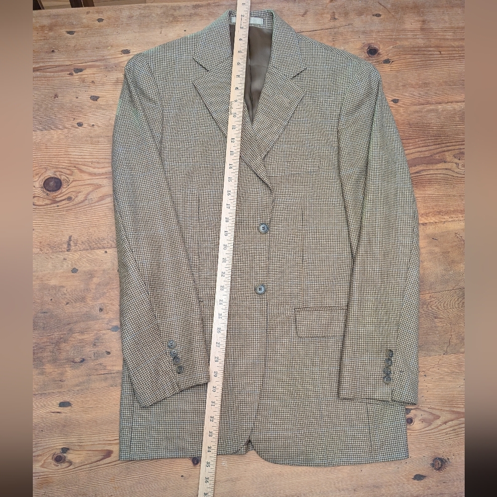 Men's 100% Wool Brown Houndstooth Blazer